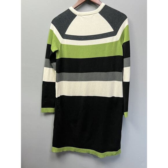 J Howard Dress Womens Large Knit Sweater Long‎ Sleeve Geeen Black Gray Cream - Picture 1 of 5